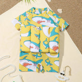 Floating Short Sleeve Shark Print Swimsuit